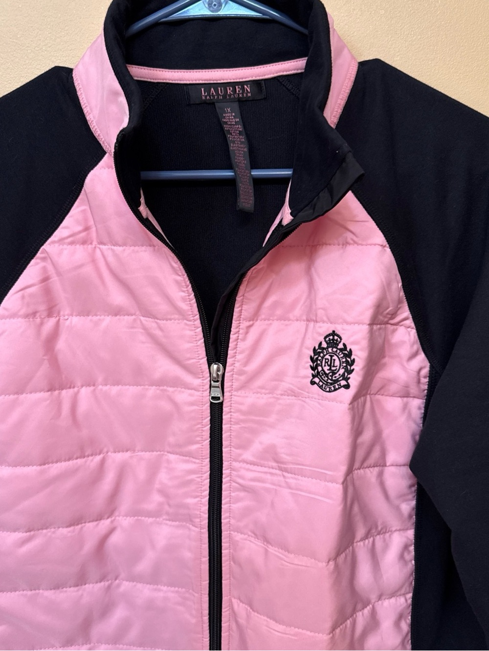 Lauren Ralph Lauren Pink and Black Quilted Puffer Jacket - Picture 3 of 7